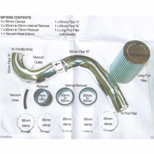 Kit de admisión de aire frío aluminio plata Holden Commodore VE V6 UTE SV6 Calais Omega - Imagen 4 de 5