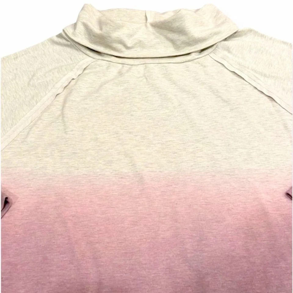 Easel Womens L Tunic Two Tone Cowl Neck Pockets Long Sleeve Ombre Purple Oatmeal - Image 4 of 4