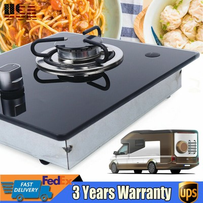 RV Gas Cooktop LPG Single Burner Gas Stove Hob with Tempered Glass Knob-Control
