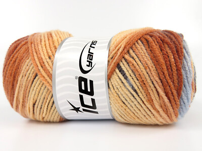 4-Skein Lot Ambiance Yarn Medium Acrylic 4x100g/200m Blue Grey Copper Salmon