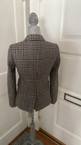 J. Crew Schoolboy Blazer Jacket houndstooth felt collar style B0664 Size 2 tall - Picture 2 of 8
