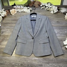 Tahari Arthur S Levine Womens 10 Petite Gray Long Sleeve Blazer Jacket Excellent