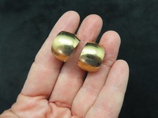 Vintage Gold Tone Medium Size Hoop Pierced Earrings AA