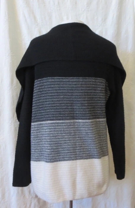 Cárdigan Nordstrom Collection 100 % cachemir cortina abierta negro blanco pequeño mediano Foto 3 de 4