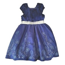 Jona Michelle Blue Silver Sparkle Cap Sleeve Lined Girls' Dress Sz 10 Christmas