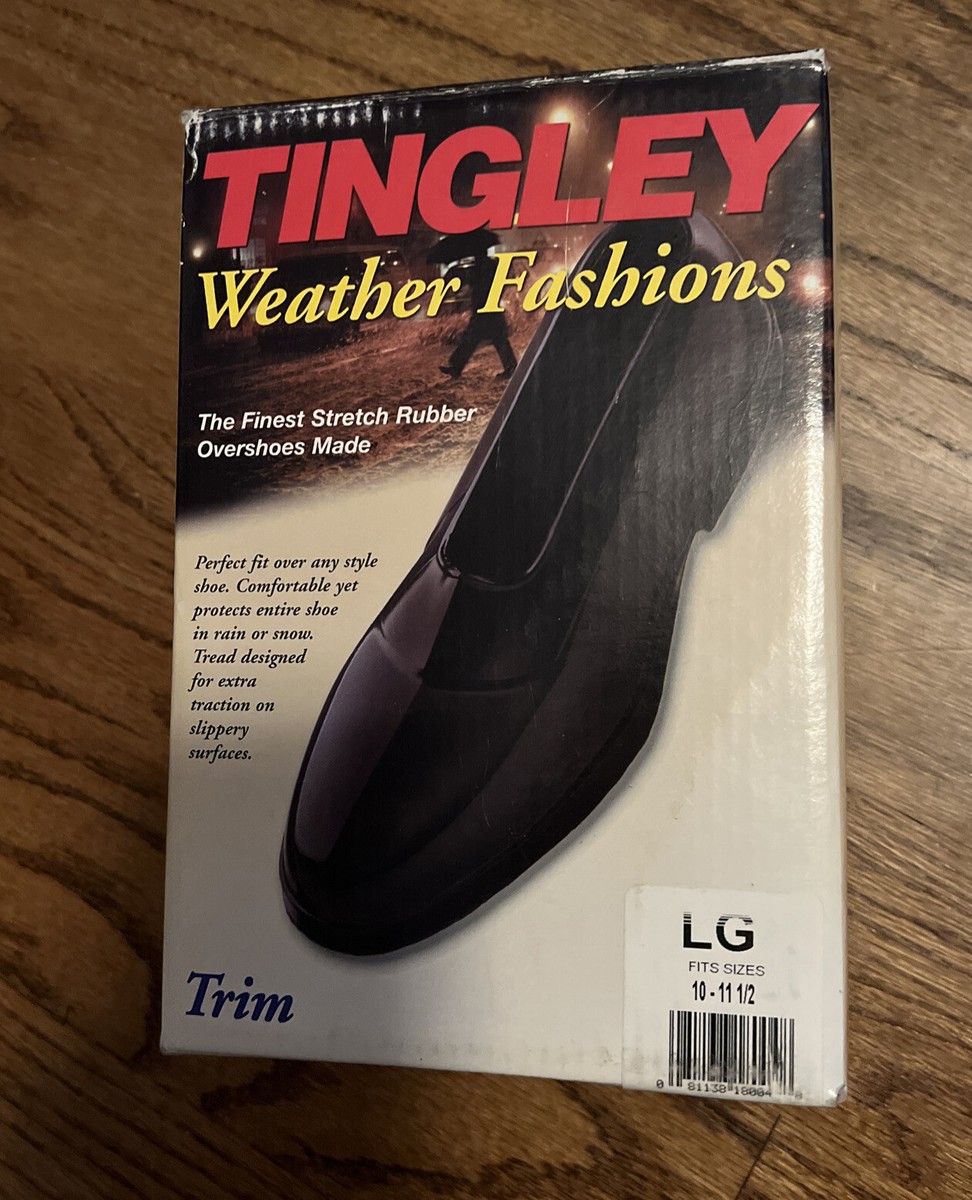 Tingley Weather Fashions Trim Rubber Overshoes Black Large L Mens