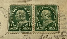 Two Vintage Rare Benjamin Franklin 1 cent Stamp