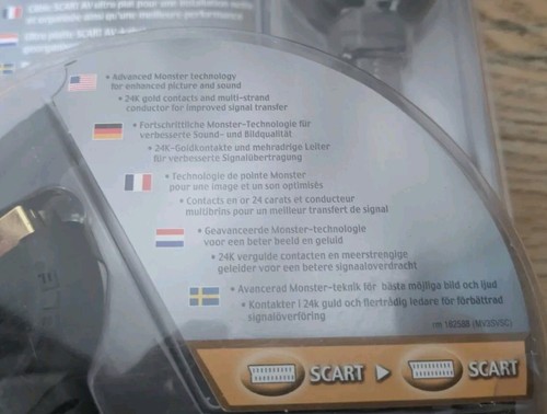 Monster Cable 1m Flat Video Scart AV Cable, Brand New Sealed - Picture 3 of 6
