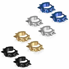 Stainless Steel Awl Taper Spike Rivet Punk Rock Stud Hoop Huggie Earrings Hinged