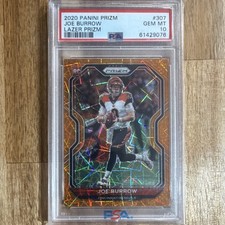2020 Panini Prizm Rookie Joe Burrow #307 Lazer Prizm PSA 10 Bengals (RC)