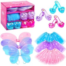 Princess Dresses with Fairy Wings, Dress Up Clothes Pretend Play Costumes Tru...