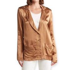 Elie Tahari Blazer Jacket Womens S Bronze Gold Shiny Career Business Casual NWT