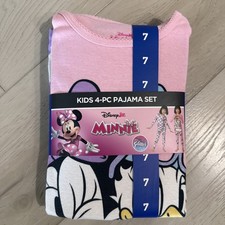 Disney Minnie Kids 4 Piece Pajama Set 100 Cotton Size 7 NEW