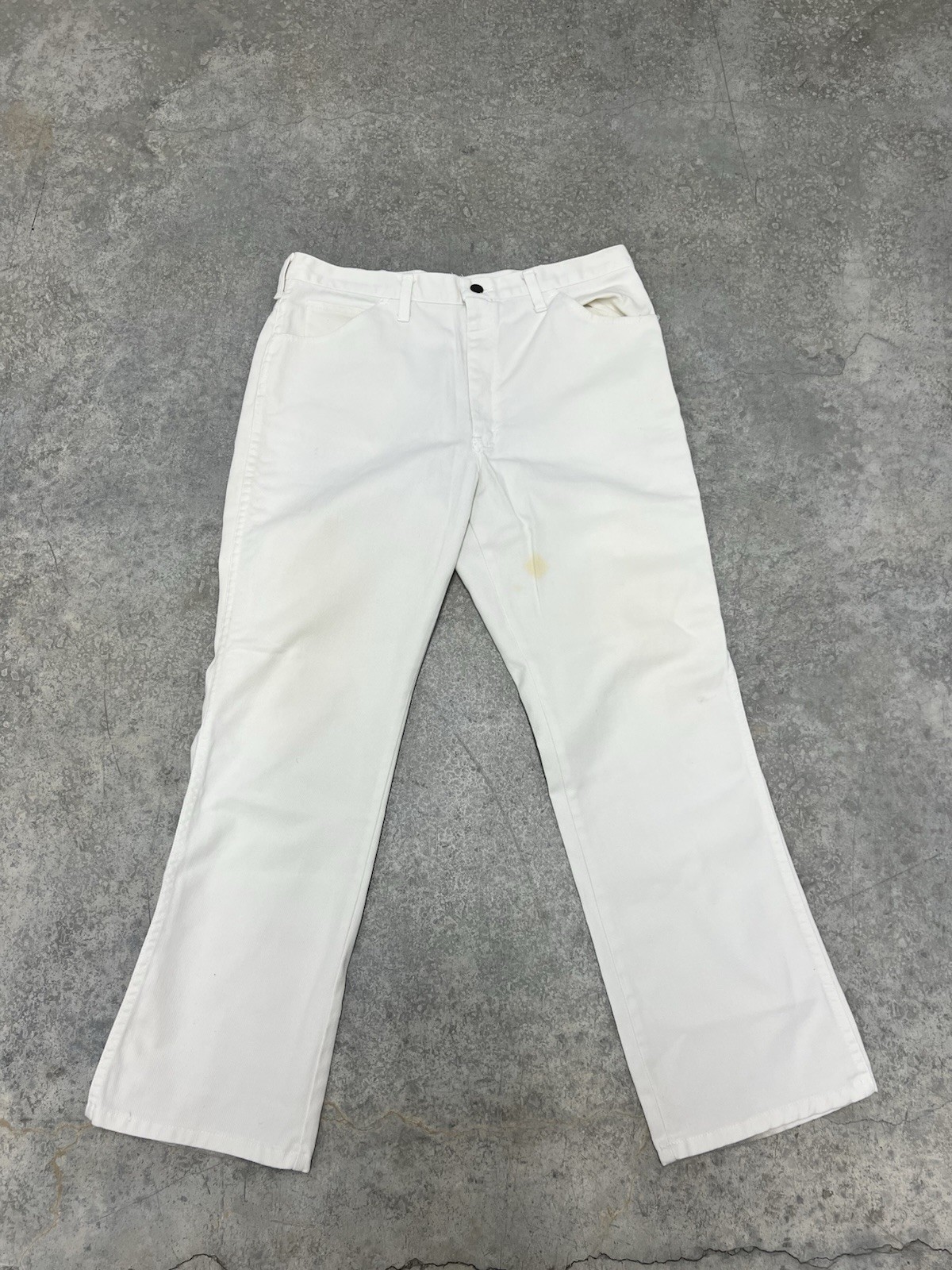 Dickies White Paint Carpenter Talon Zip Pants 36x30 Vintage Workwear, USA Made