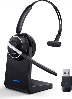 Wireless Headset with Microphone, PC Computer Headset with Noise Cancelling Mic