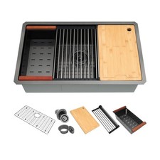 32 Inch Black Undermount Kitchen Sink,16 Gauge 304 Stainless Steel Kitchen Si...