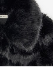 On 34Th Women  s Collared Faux Fur Jacket Black
