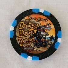 Harley Davidson Daytona Beach Dealer Poker Chip Teddy Mores Shark on Bike