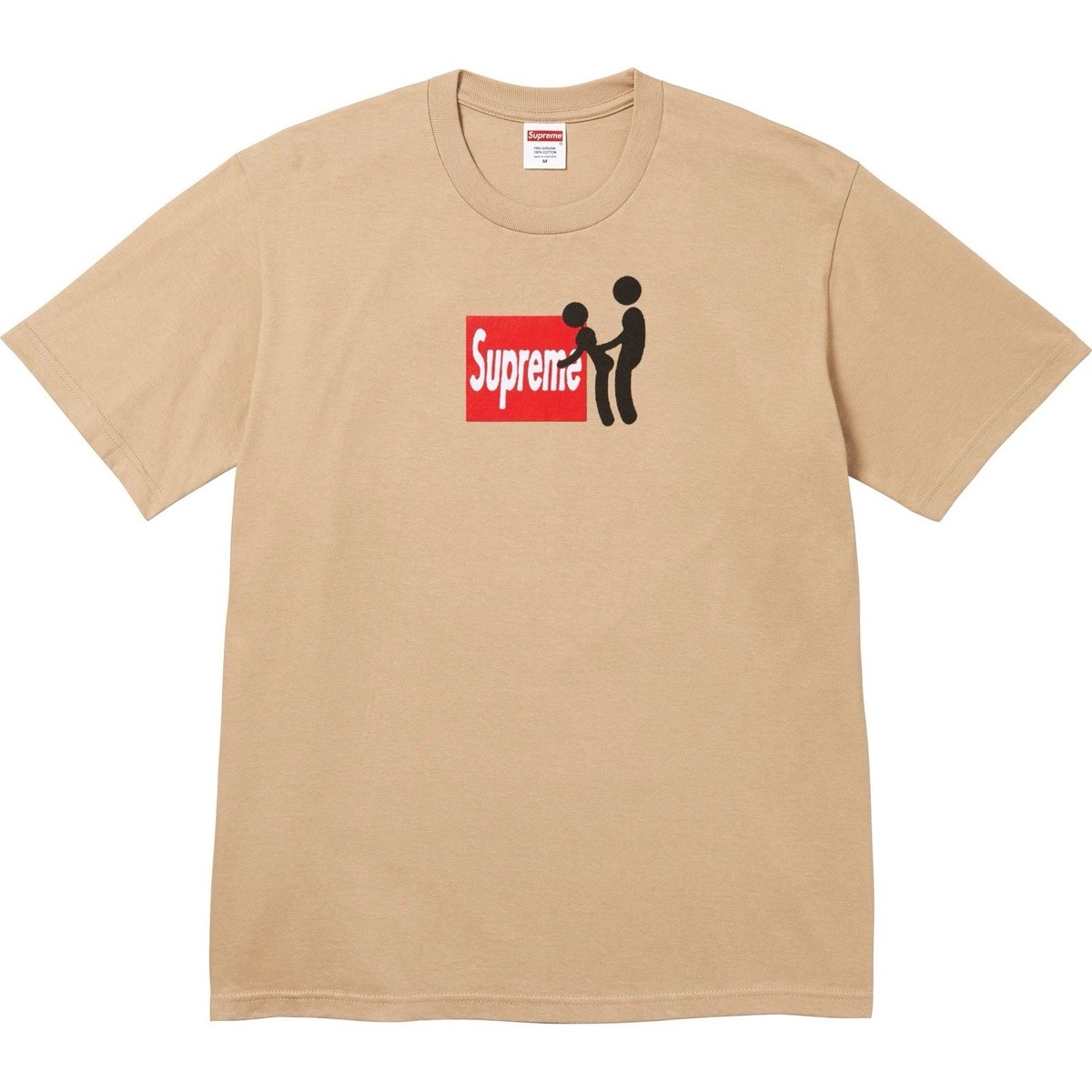 SUPREME STICK TEE Khaki Cotton T-Shirt FW25 Graphic Print Logo