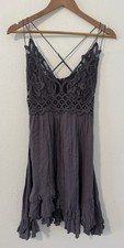 Free People Adella Slip Mini Dress Crochet Lace Boho Hankerchief Hem NWT Medium 