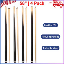 Pool Sticks 2-Piece 58" House Bar Billiard Cue Sticks 19-21 oz, 4 Pack, Economic