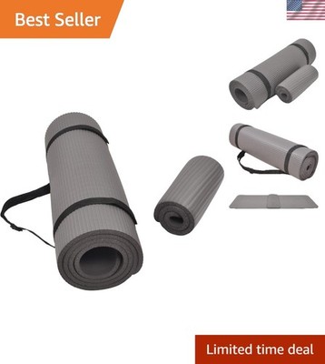 1/2'' Extra Thick High-Density Yoga Mat + Knee Pad with Carry Strap, Anti Tear, N
