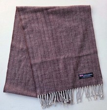 Scottish 100 Cashmere Scarf Brown Herringbone
