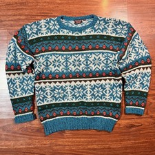 Vintage 90s Chaps Ralph Lauren Shetland Wool Fair Isle Chunky Knit Sweater XL