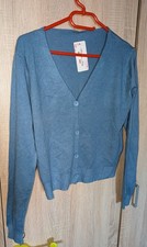 kurze Cardigan Strickjacke Damen, blau, Gr. L...