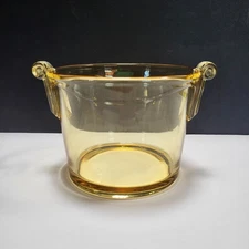 Vintage Fostoria ART DECO Manor Glass Topaz ICE BUCKET 2443 4 1/4”