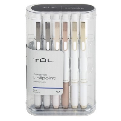TUL  BP3 Retractable Ballpoint Pens, Medium Point, 1.0 mm, Pearl White Barrel...