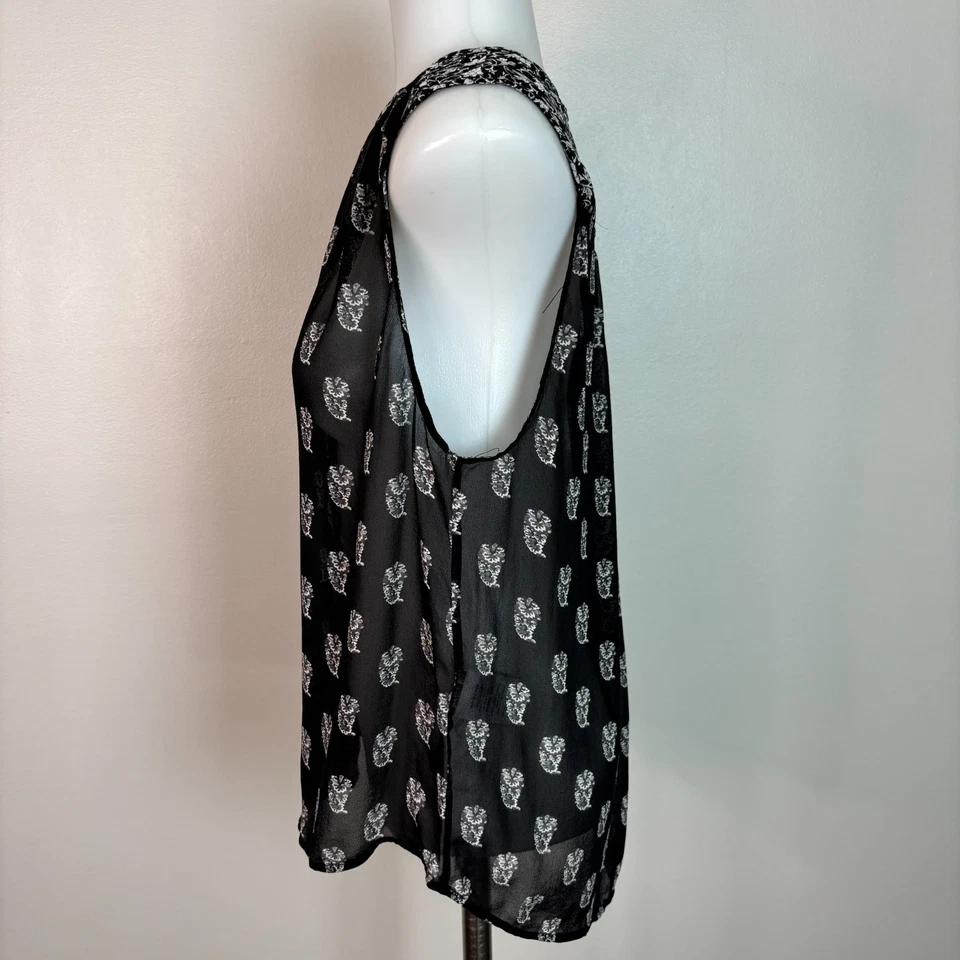 Joie Top средний шелк черный белый пейсли цветочный чистый без рукавов блузка женщин - Изображение 4 из 4