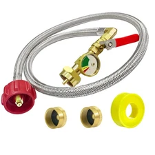 Upgraded 3FT/36'' Stainless Braided QCC1 Type Inlet Propane Refill Adapter Ho...