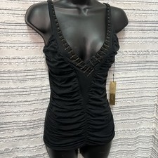 NWT GUESS by Marciano Black Ruched Beaded Dee...