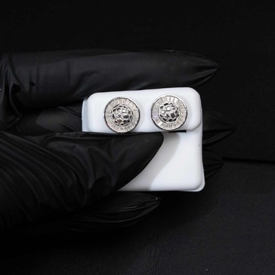 Herren MOISSANIT Baguette Nugget Saturn Rund Ohrstecker 925 Silber Schraubverschluss