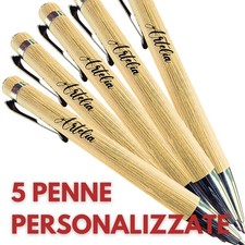 5 Penne In Bambù Personalizzate Incisione Laser - Ecologica e Unica Regalo 