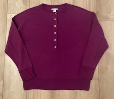 Athleta Balance Henley Sweatshirt in Exotic Fuchsia Long Sleeve-Women's M