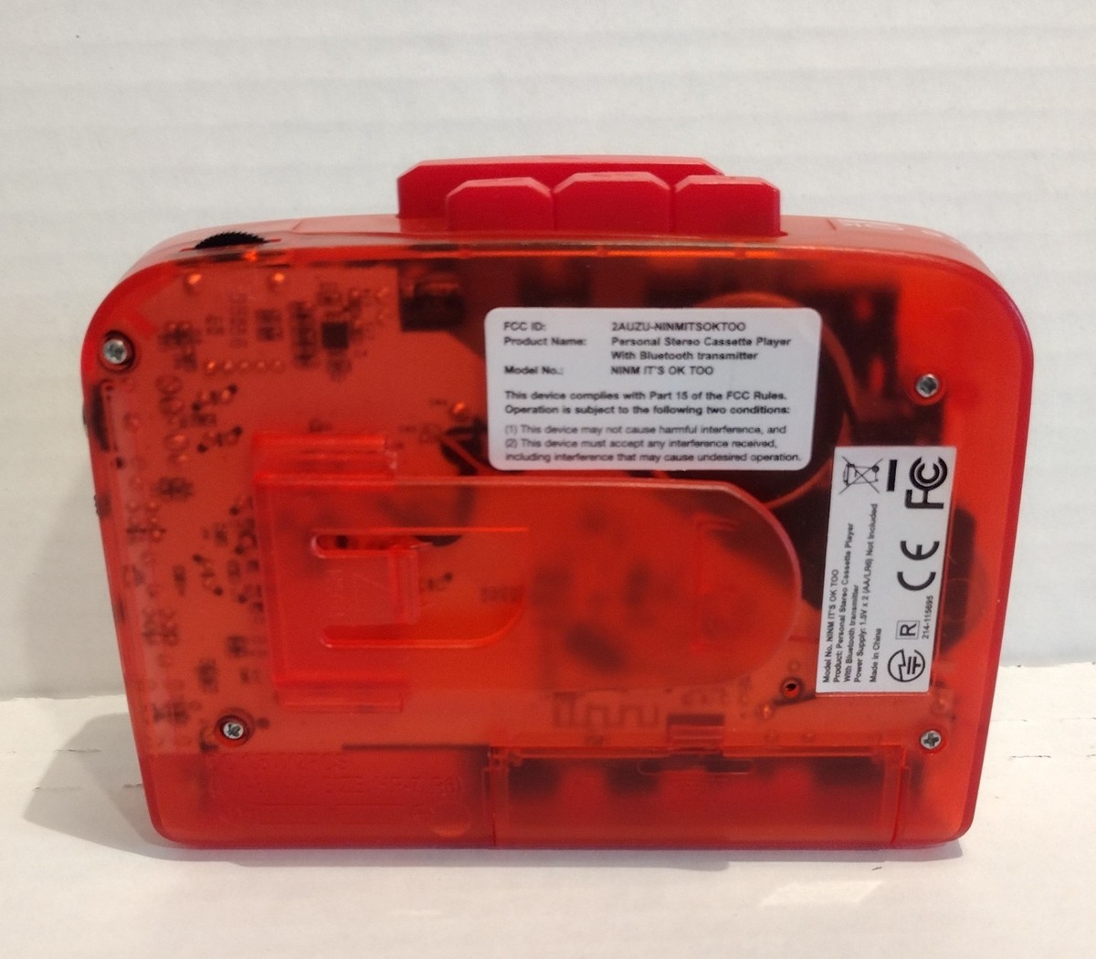 Supreme IT'S OK TOO Red Transparent Cassette Tape Player Bluetooth