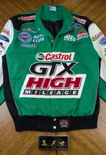 Vintage John Force GTX NHRA Jacket + Pin Set Mens Small Castrol JH Design*READ
