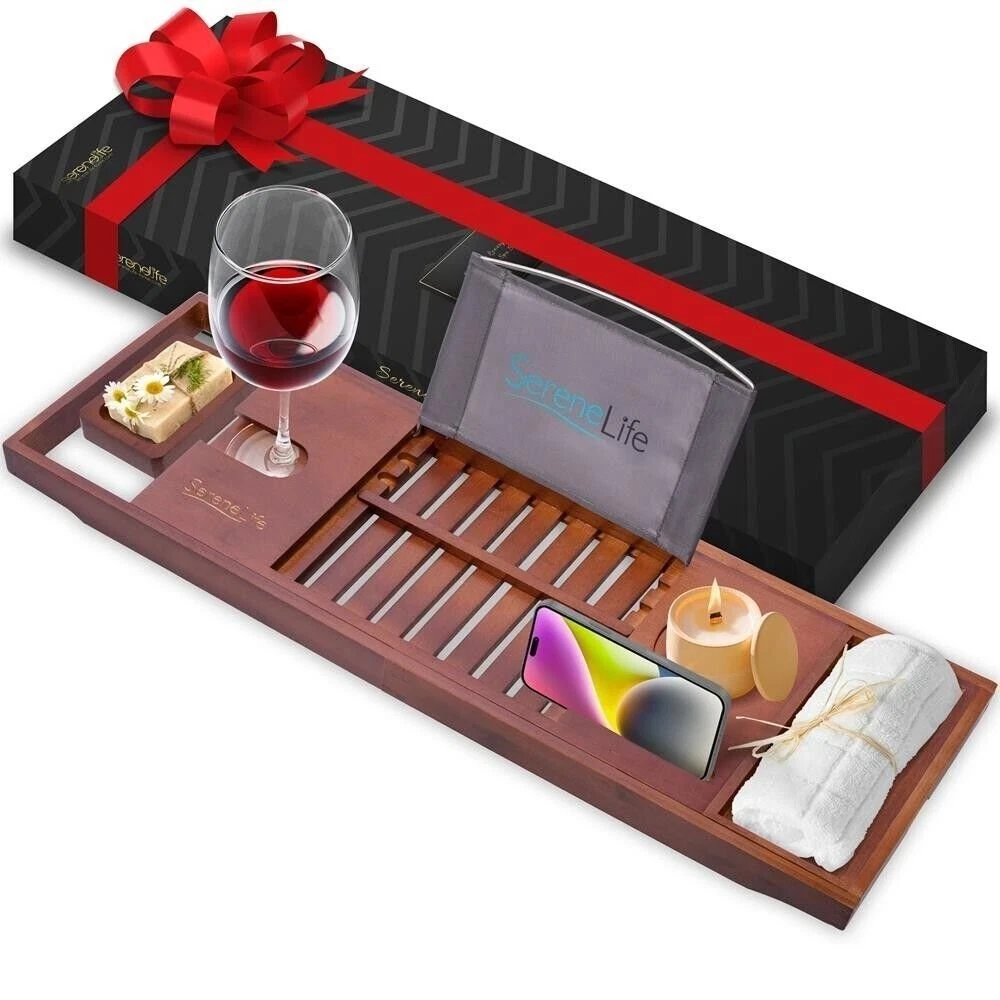 Bamboo Bathtub Caddy Comfort Extendable Tray