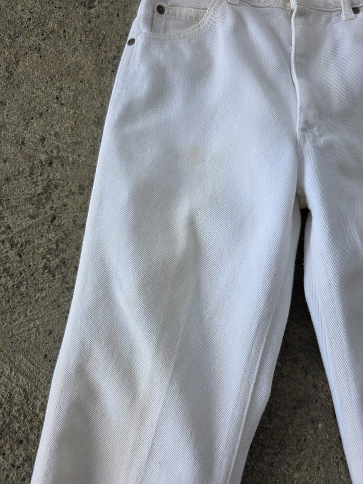 Pantalones de mezclilla Lee Jeans blancos vintage años 70 hechos en unión sin usar raros altos 28x34 Foto 4 de 4