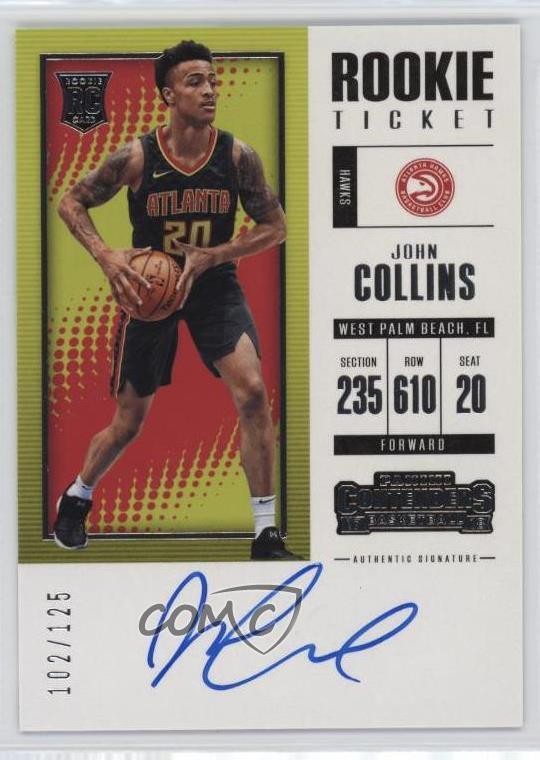 2017-18 Panini Contenders Ticket 102/125 John Collins #119 Rookie Auto RC 06mc