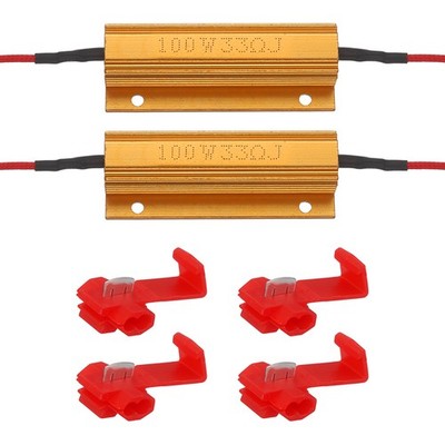 100W 33Ohm Aluminum Load Resistors with Quick Wire Clips for LED Light 2pcs