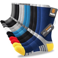 Niorasen 6 Pairs Men's Cotton Crew Work Boot Socks, Moisture 9-12, Multicolor