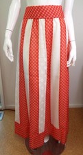 Vintage 1970s Chessa Davis Boho Hippy Maxi Patchwork Skirt Belt Red White Medium