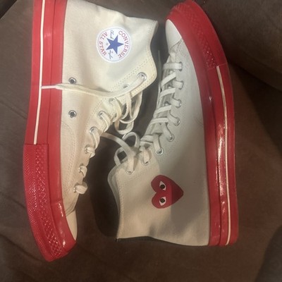 Converse Comme des Garçons CDG Play x Chuck 70 High Red A01794C Sz 12 M Egret