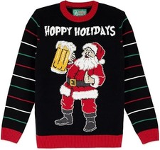 New Funny Ugly Xmas Sweater Santa Thumbs Up HOPPY HOLIDAYS Pullover