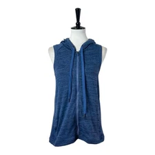 Active Life Tunic Vest Hooded Zip Front Pockets Blue Heather Women’s Size Small