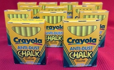 VTG 1401 Crayola Anti-Dust Yellow Chalk In Box Binney & Smith 1997 Mexico NOS 12