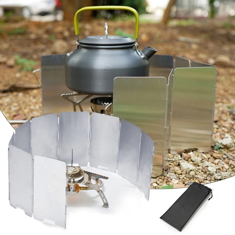 Foldable Outdoor Stove Wind Shield for Camping - 9 Plate Wind Deflector